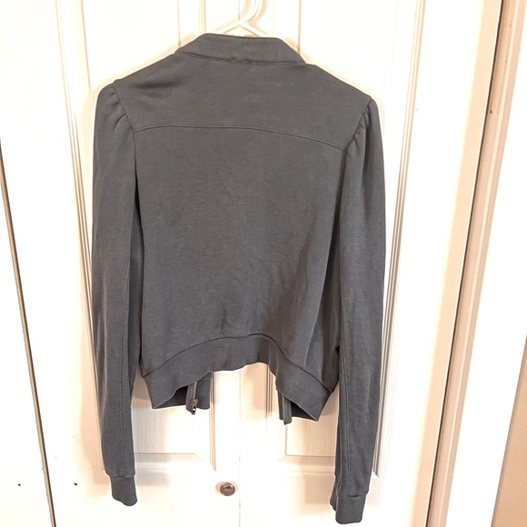 Free People: Zip Front Jacket, Slight Puffed Sleeve, Blue-Gray - Size M - Picture 3 of 3